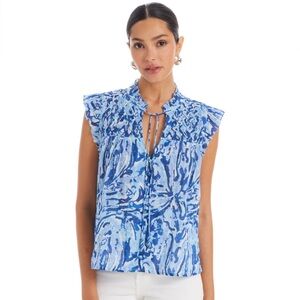 Women's Allison Blue Ruffle Top
